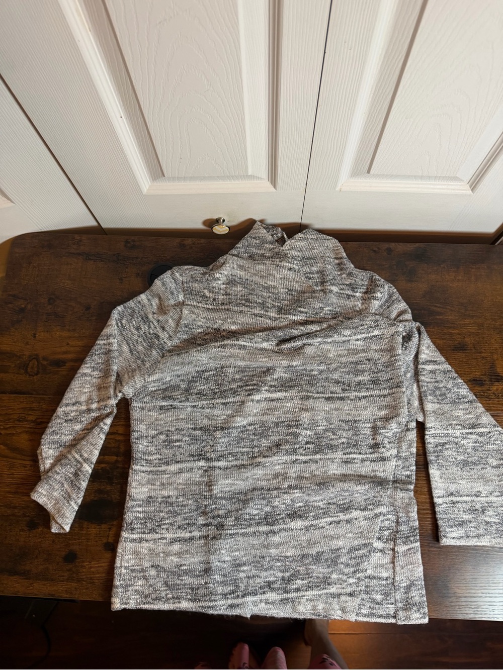 Hearts of Palm Women’s Large Gray Metallic Marled Knit Waterfall Cardigan - Picture 3 of 12